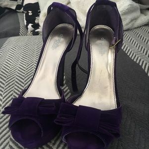 Charlotte Russe purple velvet peep toe sz 8
